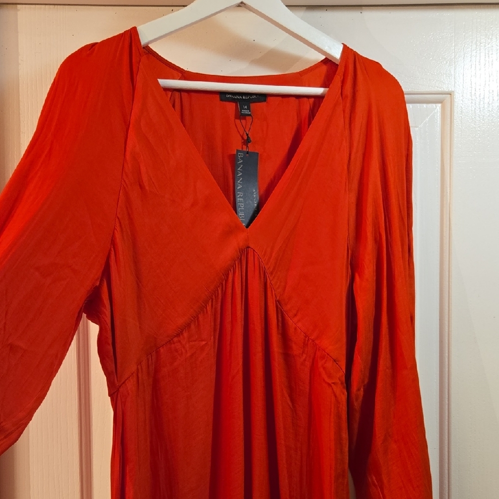 Banana Republic Fiery Red Long Sleeve Dress